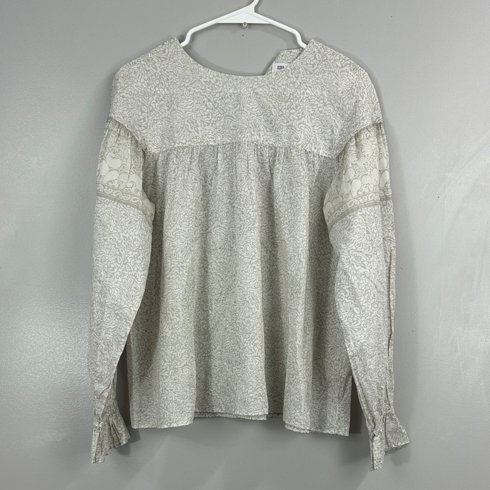 Anna Sui Uniqlo Cream Floral Women's Top